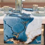 PETTI Artigiani Italiani - Chemin de table, moderne, élégant, marbré, bleu, 100% Fabriqué en Italie