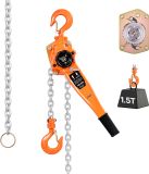 VEVOR Hendeltakel, 1,5 Ton Capaciteit, Handkettingtakel, 3 M Slag, G80 Stalen Legeringsketting met Mechanische Dubbele Palrem, Hijstakel met 360° Draaibare Haken, Rateltakel voor Magazijn, Bouw, Garage