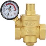 Laiton verstelbaar waterdrukreductieventiel DN20 met manometer