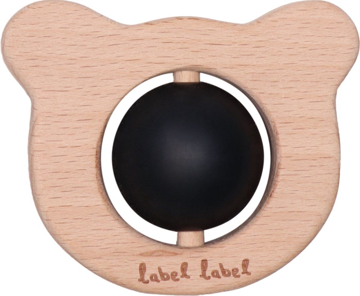 Label-Label Beer Zwart Hout & Silicone Bijtspeeltje LLST-15287