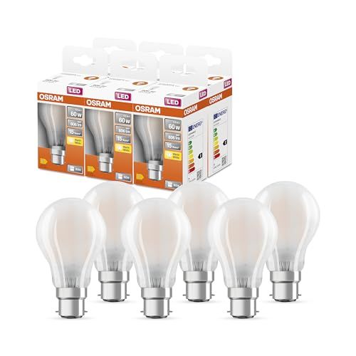 OSRAM LED STAR CLASSIC A60 LED Bulb - B22d - 60W Equivalent - Warm White - 6 Pack