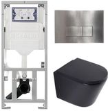 Geberit QeramiQ Dely Toiletset - Diepspoel - Rimless - Inbouwreservoir - Softclose Zitting - Mat Zwart
