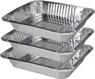 BBQ Collection Set van 6 barbecue bereidingsbakken rechthoek 32 x 26 x 6 cm - Aluminium - Zilver