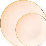 Decorline 32-delige herbruikbare plastic bordenset, Classic Collectie, roos met gouden rand