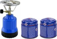 Merkloos / Sans marque Homelux Camping kookstel - kunststof - blauw - incl. 2x gas navulling priktank - 190 gram