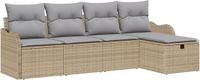 vidaXL Tuinbank Set Poly Rattan Beige 2-zits