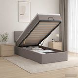 vidaXL - Ottoman bed met matras met hoofdeinde - Taupe - 90 x 190 cm - Stof