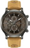 Timberland ILG of Switzerland AG Horloge Driscoll Mannen Polshorloge Zwart Stalen Kast Bruine Leren Band Analoog Quartz 46mm 5 ATM
