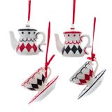 Kurt S. Adler Diamantpatroon theepot/kopje 4A 5 cm ornament