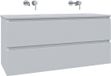 Saniclass Chaci Badkamermeubelset - 120x46x55cm - keramische wastafel wit - 2 wasbakken - zonder kraangaten - 2 lades - mat wit
