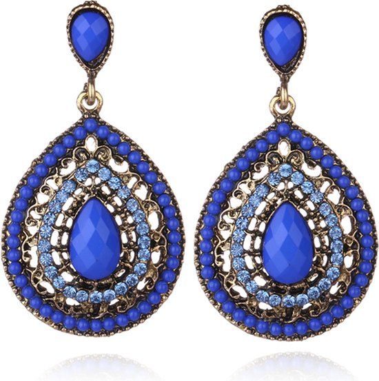 LGT JWLS Lookinggoodtoday Druppelvormige Bohemian dames oorbellen Blauw