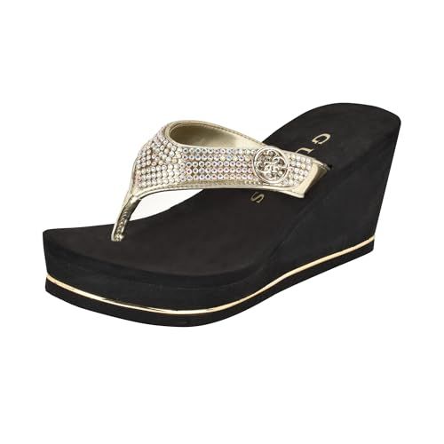GUESS Sarraly Wedge sandaal voor dames, Goud 771, 43 EU