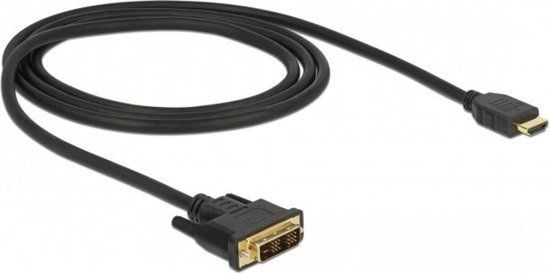 Delock HDMI tot DVI 18+1 kabel bidirectioneel 1 m Zwart