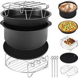 Monzana Heteluchtfriteuse Accessoires Set - 8-delig Metaal – Zwart