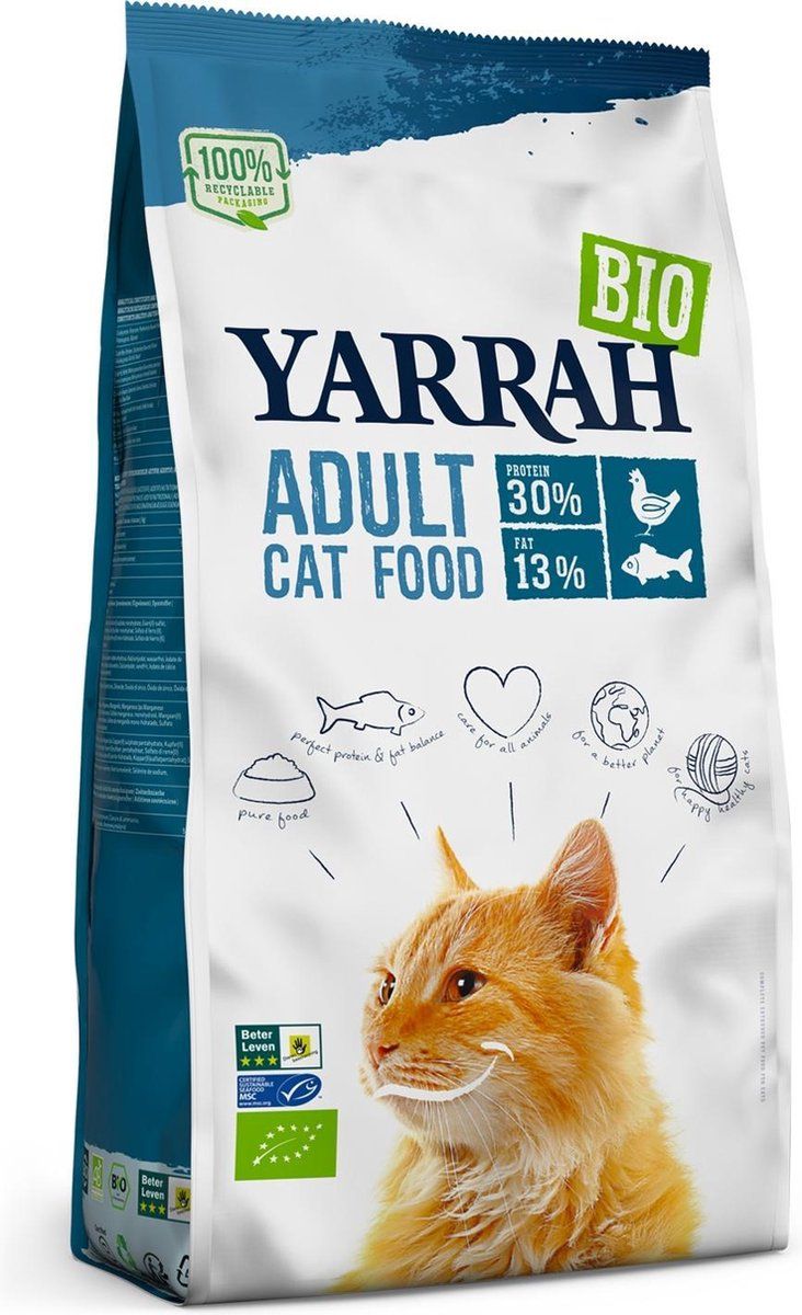 YARRAH cat biologische brokken vis (msc) zonder toegevoegde suikers kattenvoer 2,4 kg