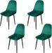 Urban Living "INOUI" Set van 4 fluwelen stoelen in groen met zwarte metalen poten