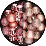 Merkloos / Sans marque Kaemingk B.V. Kerstballen 34x st - 3 cm - roze en lichtroze - kunststof