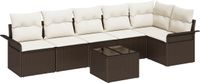 vidaXL Tuinbank - Set - 7 - st - Bruin - poly - rattan