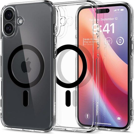 Spigen Ultra Hybrid MagFit - Back Cover Zwart - Geschikt voor Apple iPhone 16 Plus