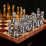 Jeu d'échecs en métal, pliable, avec boîte de rangement