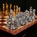 Jeu d'échecs en métal, pliable, avec boîte de rangement