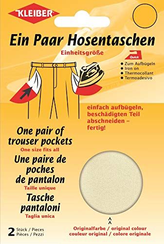 Kleiber Strijkijzer op vervanging broek zakken - Beige - 1 paar - 4009691110032