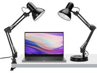 Lampe de bureau, culot E27, lampe de bureau avec pince, réglable, noir