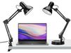 Lampe de bureau, culot E27, lampe de bureau avec pince, réglable, noir