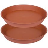 Bleuhome Set van 2 vogelbadkommen 14 inch, 1,6 inch diepte, 12, 14, 16, 18, 19 inch, zware vogelbadkommen, plastic ronde grote plantenschotel voor tuin (35,5 cm, terracotta)
