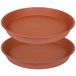 Bleuhome Set van 2 vogelbadkommen 14 inch, 1,6 inch diepte, 12, 14, 16, 18, 19 inch, zware vogelbadkommen, plastic ronde grote plantenschotel voor tuin (35,5 cm, terracotta)