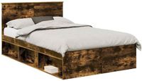 vidaXL Bedframe met hoofdeinde Rook Eiken 120 x 200 cm Bewerkt hout