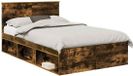 vidaXL Bedframe met hoofdeinde Rook Eiken 120 x 200 cm Bewerkt hout