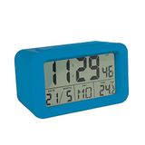 Fisura - Digitale led-klok met datum- en temperatuurweergave, 2 wekkers, snooze-knop, 2 AAA-batterijen, ABS-rubber, afmetingen: 12 x 5,5 x 7 (Blauw)