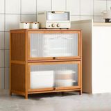 Merkloos Bakkersrek Keuken - Buffetkast Magnetronkast - Keuken Opbergen - Stofwerende Klepdeur - 70x42x73cm - Houtkleur