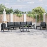 vidaXL Tuinbank - Set - 7-delig - Zwart - Staal