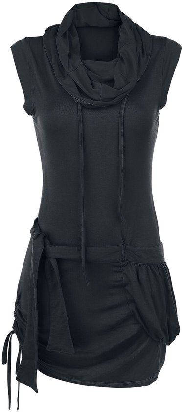 R.E.D. by EMP R.E.D. Rock-Engineered Design Zwart kort jurkje met hoge hals - Dames - L