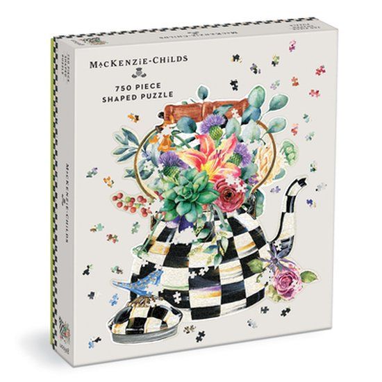 Galison Mackenzie-Childs Courtly Check Teapot 750 Piece Shaped Puzzle