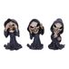 Nemesis Now Three Wise Magere Hein met opschrift "See No Hear No Speak No Evil", zwart, 11 cm