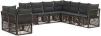 vidaXL - Tuinbank - Set - 9 - st - Grijs - poly - rattan
