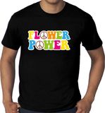 Bellatio Decorations Shoppartners Bv Grote Maten jaren 60 Flower Power verkleed shirt zwart met gekleurde peace tekens heren XXXXL