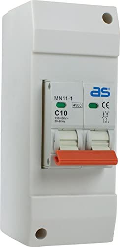 AS-Schwabe LS-Sicherungsautomat LS C10A (230 V / 10 A, 2-polig) – Sicherungsautomat 10 A für Caravan, Wohnwagen und Wohnmobil – Sicherungs-Kasten zur Selbstmontage – Outdoor Zubehör I 61564