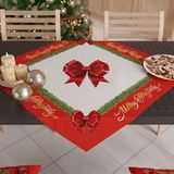 PETTI Artigiani italiani - Kersttafelloper, tafelloper voor Kerstmis, tafelloper 90 x 90 cm, tafelkleed met rode strik, 100% Made in Italy