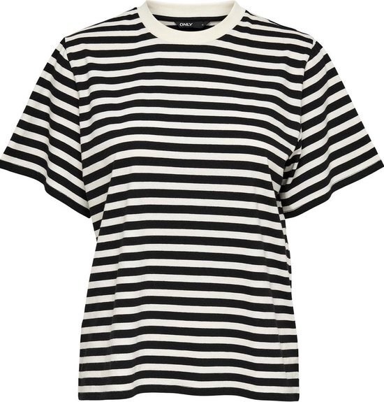 Only T-shirt Onllivina S/s Stripe Tee Jrs Noos 15272227 Cloud Dancer/black Stripes Dames Maat - S