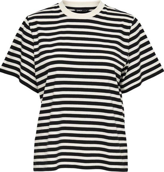ONLY ONLLIVINA Stripe Tee - Women's T-shirt - Cloud Dancer/Black Stripes - Size S