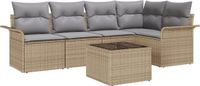 vidaXL Tuinbank Set 6-delig Beige Polyrattan