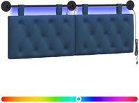 vidaXL - Hangend hoofdbord - Met LED-verlichting - Blauw - Stof