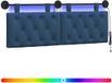 vidaXL - Hangend hoofdbord - Met LED-verlichting - Blauw - Stof