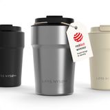 LARS NYSØM Bevægelse Thermos Coffee Mug-to-go 380ml - BPA-vrij met Isolatie - Lekvrije Roestvrijstalen Thermosbeker (Stainless Steel - Powder)