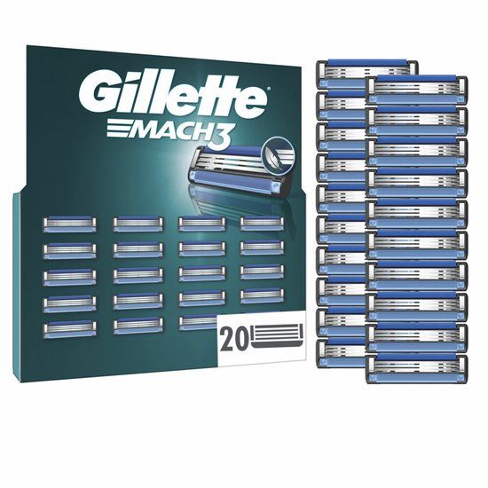 Gillette Mach3 Scheermesjes - 20 stuks - Groen - 3 Scheerbladen - Navulmesjes