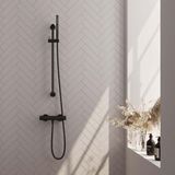 Brauer Black Edition Glijstangset met Thermostaatkraan - Staafhanddouche - Mat Zwart